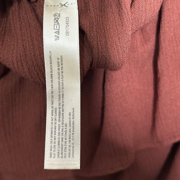 NEW Free People Radiance Top Umber Brown Tie Ruffle Coquette Dainty Prarie Large - Picture 6 of 10